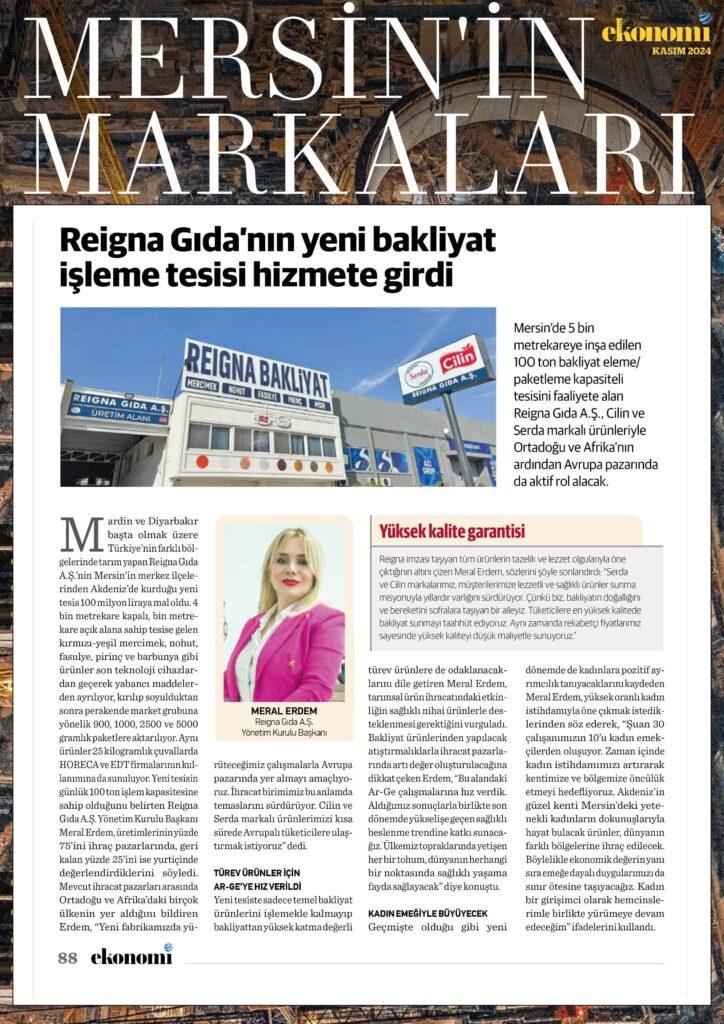 مقال عن Reigna Gıda في Ekonomi: افتتاح منشأة Reigna Gıda الجديدة لمعالجة البقوليات