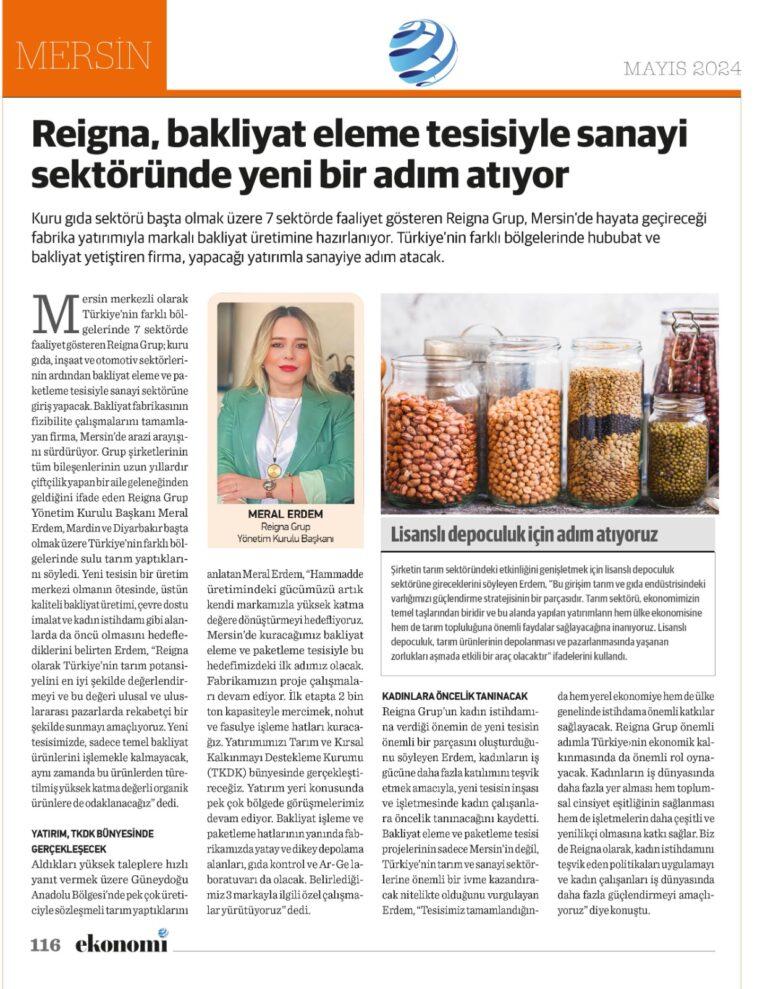 مقال عن Reigna Gıda في Ekonomi: Reigna تخطو خطوة جديدة في القطاع الصناعي بمنشأة غربلة البقوليات